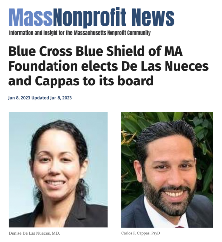 Mass NonProfit News - Blue Cross Blue Shield of MA Foundation elects De Las Nueces and Cappas to its board